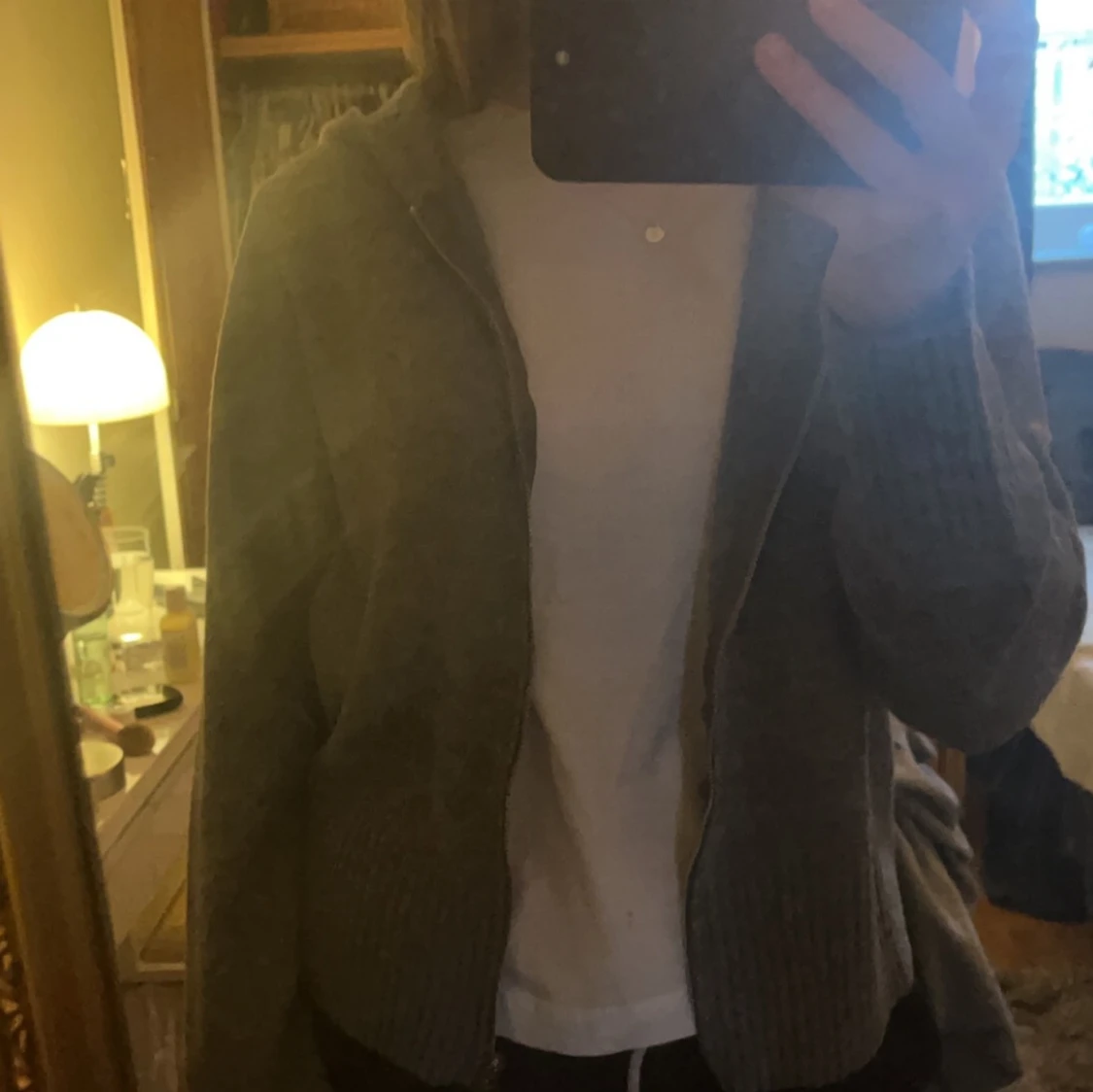 Helt ny stickad zip tröja med luva - 90