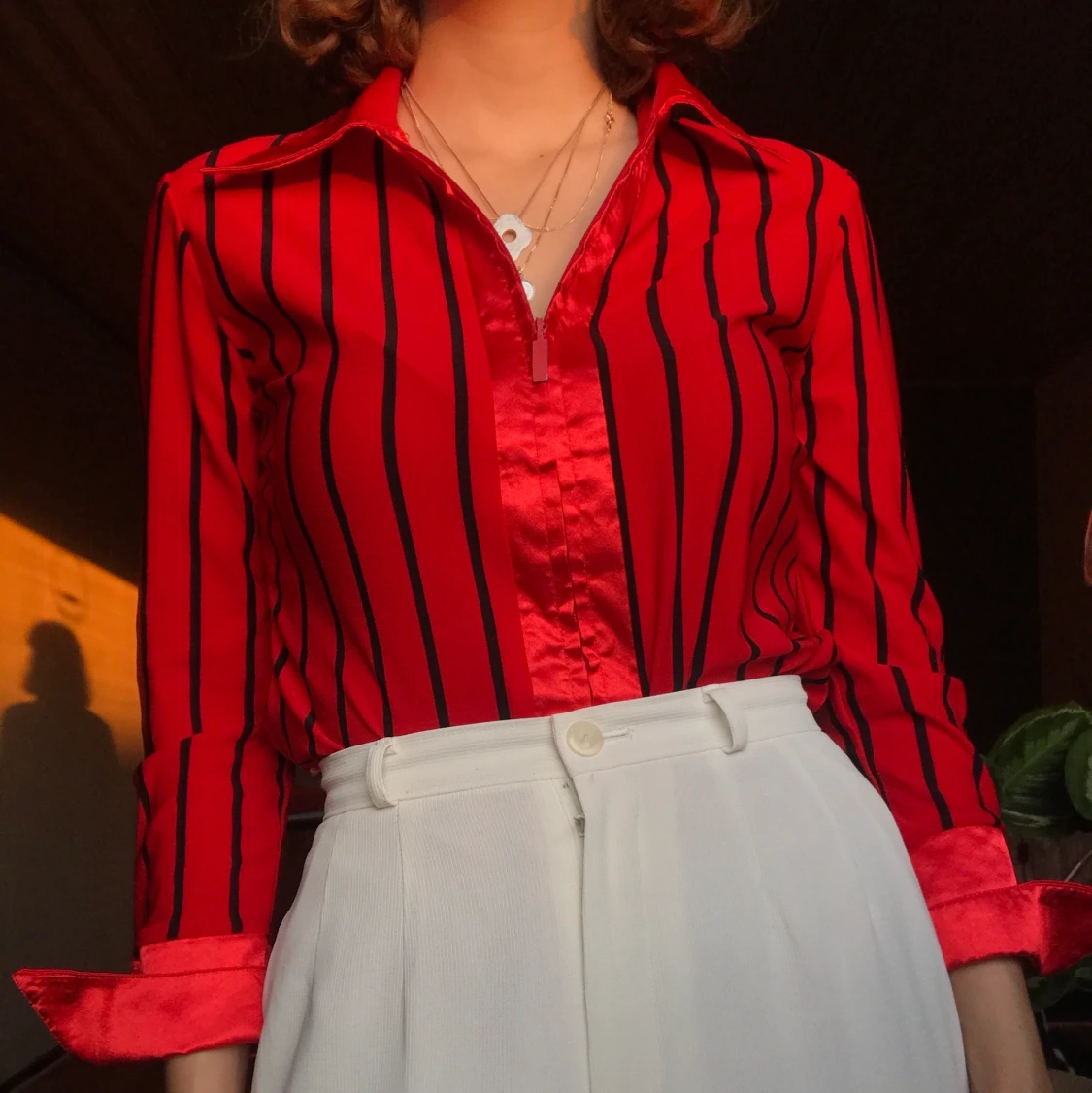 Vintage röd disco-skjorta