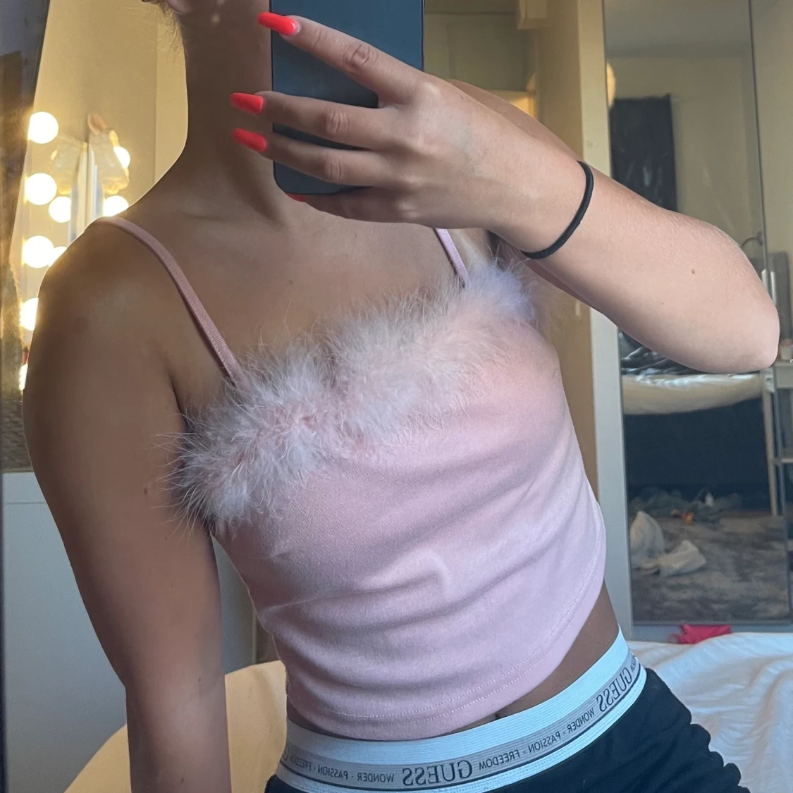 Rosa fluffigt linne - 90