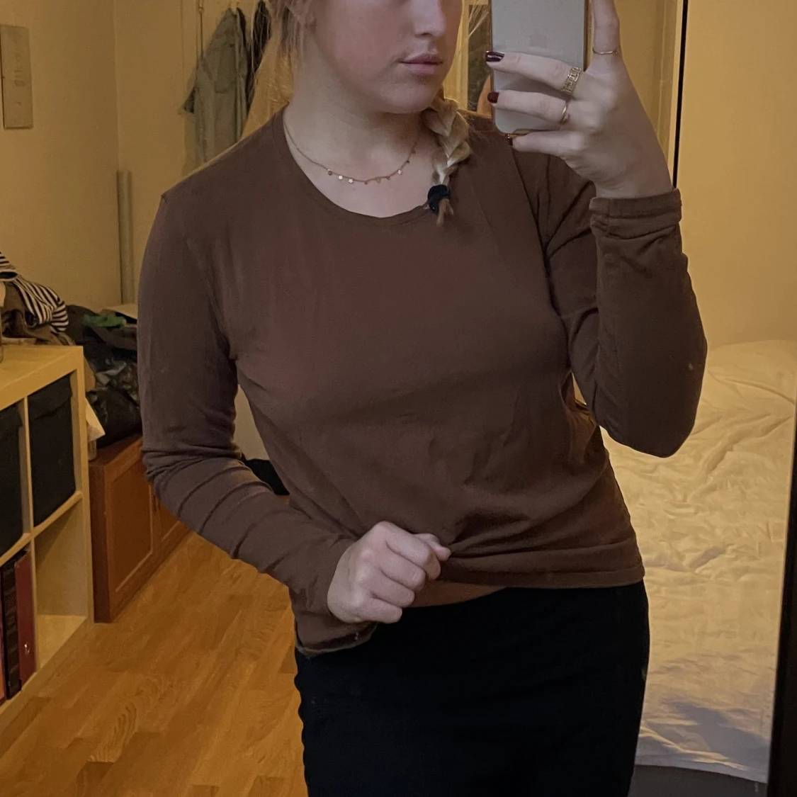 Brun långärmad tröja  - 90