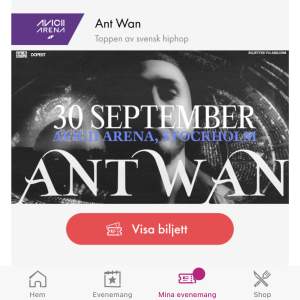 Säljer två Ant Wan biljetter, 1500kr för båda. Kan sänka priset vid snabb affär