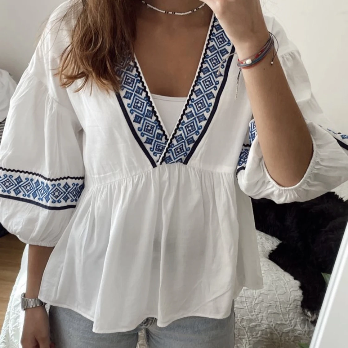 Blå vit zara blus!! - 90