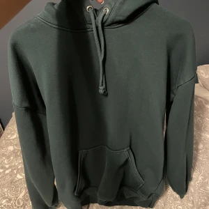 Grön hoodie  - Grön hoodie från bikbok ser  väldigt urtvättad ut på bild men inte i verkligheten. Skriv ifall fler bilder önskas så kan kah skicka. 