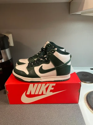 Nike Dunk High Spartan Green - Storlek 44 Sparsamt använda orginal box