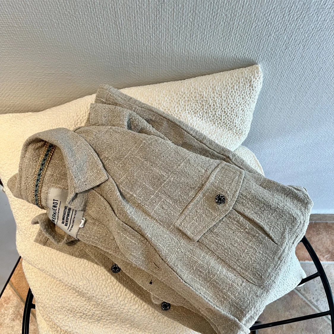 Beige linneskjorta - 90