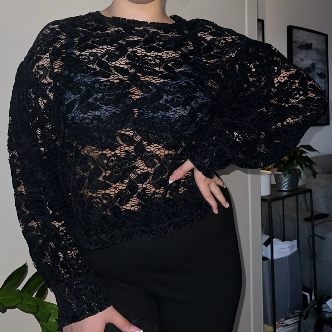 velvet spets blus i stretch