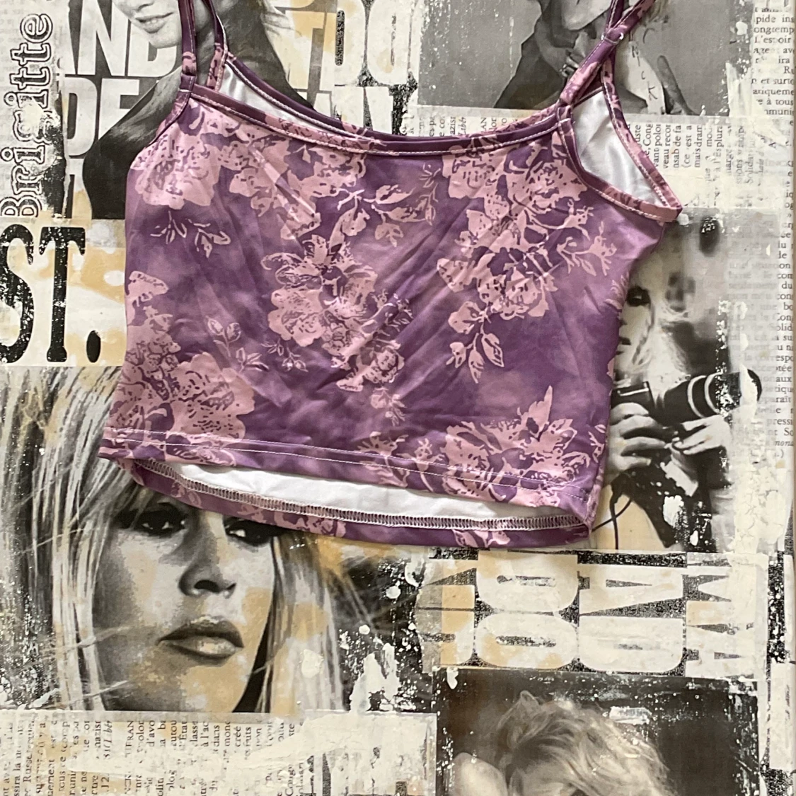 Lila blommig ”y2k” top - 90