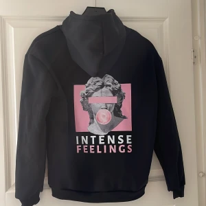 Hoodie med tryck på ryggen  - Hoodie med tryck på ryggen, aldrig använd