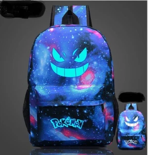 Nattlysande Pokémon Ryggsäck  - Två stora fickor, en inuti, två fickor på sidan  Mått 45*31*14 cm