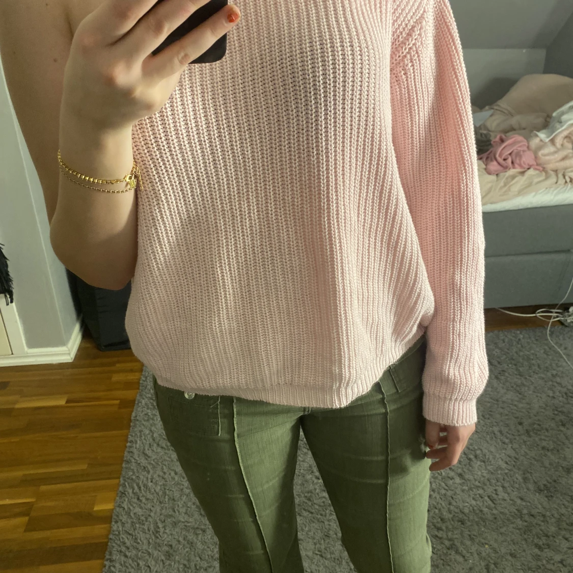 One sholder stickad tröja  - 90