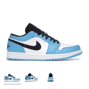 Jordan 1 - Säljer mina Jordan 1 Low ”UNC”! Dem är slitna och använda mycket, därav priset! Nypris på skorna ligger runt 2500kr. Skriv för fler bilder💕pris kan diskuteras! (tvättar självklart skorna innan!)