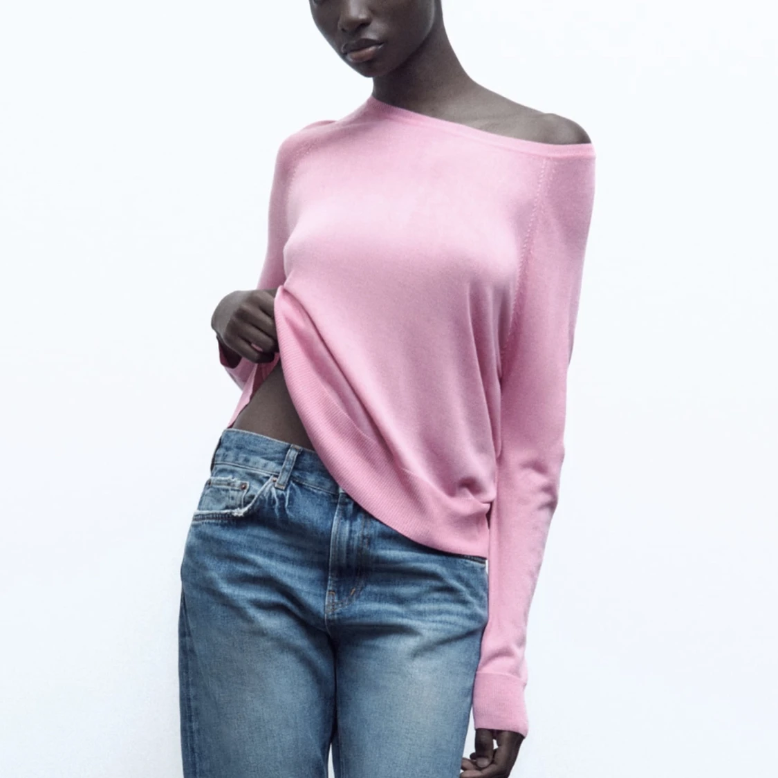 Rosa stickad tröja  - 90