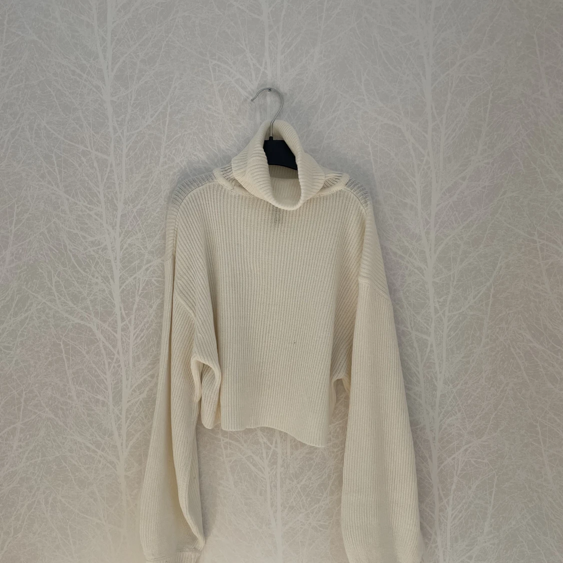 Vit stickad tröja  - 90