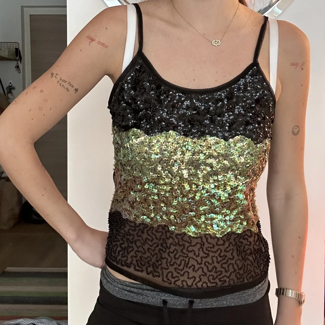 sequins mesh tank 