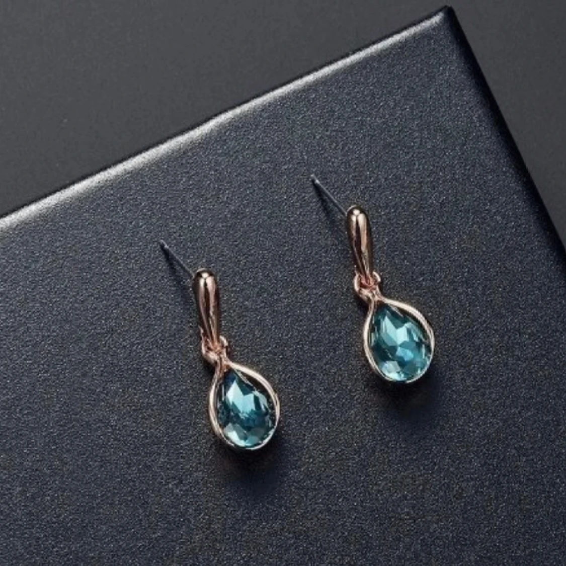 Mode Kvinnors Blågrön, Vattendroppe Halsband Örhängen Set Smycken Prydnad - 91