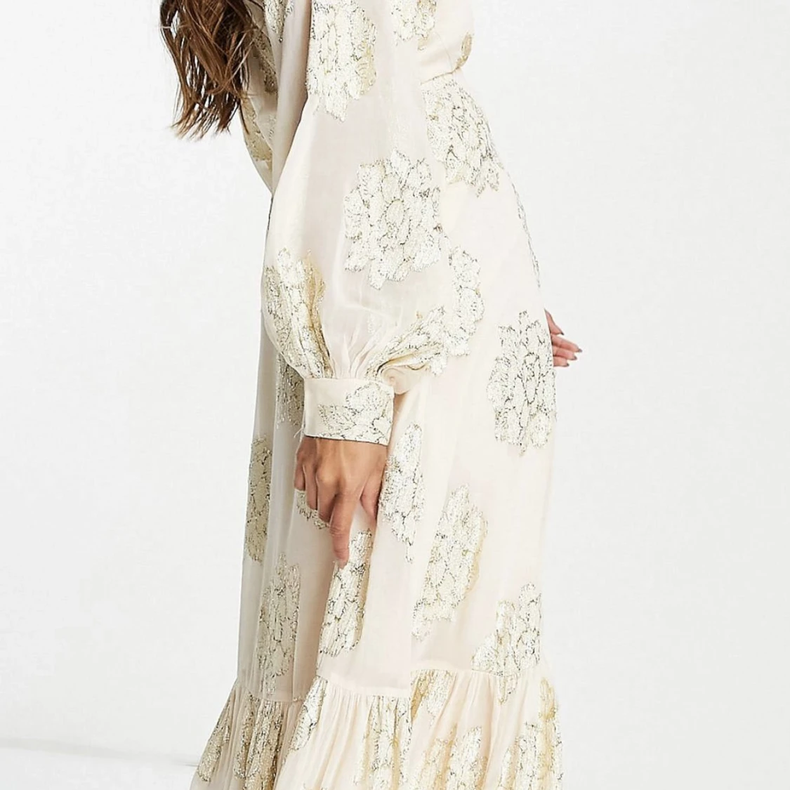 Metalliskt blommig Maxiklänning  - 91