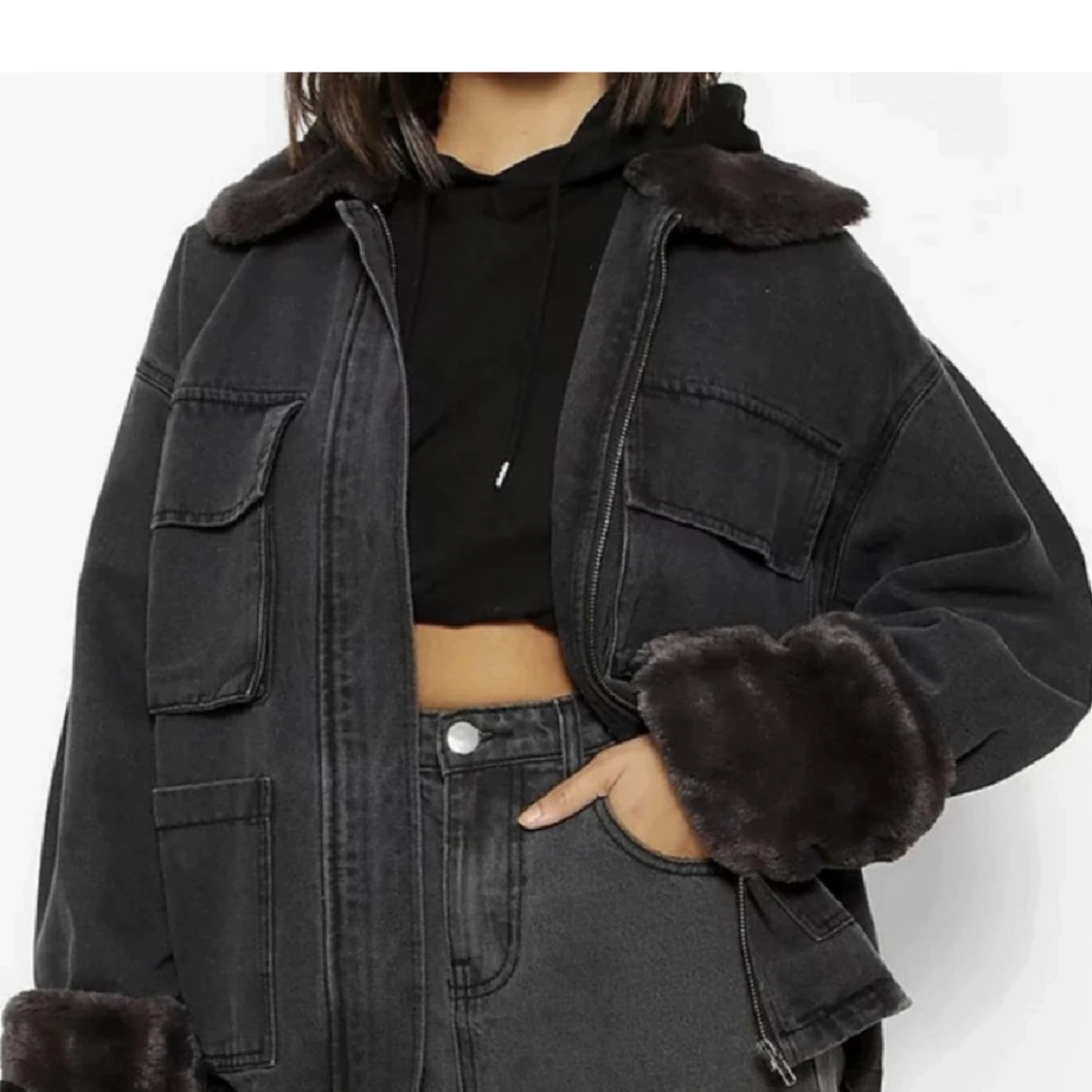 Jeansjacka med päls 