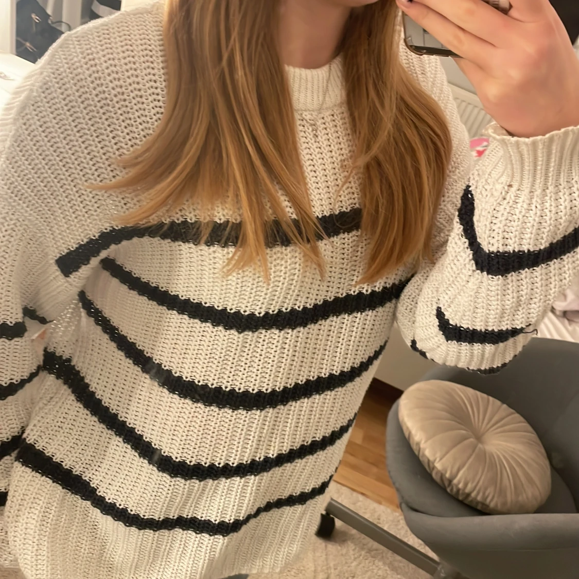 Randig stickad tröja - 90