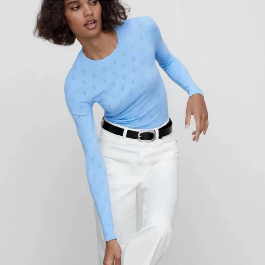 Blå söt långärmad tröja med hjärtan ZARA - 90