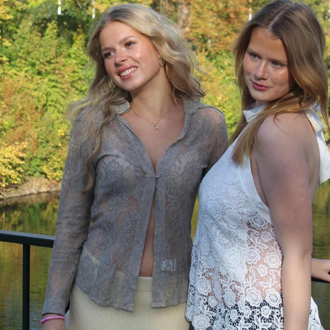 Green lace blouse - 90