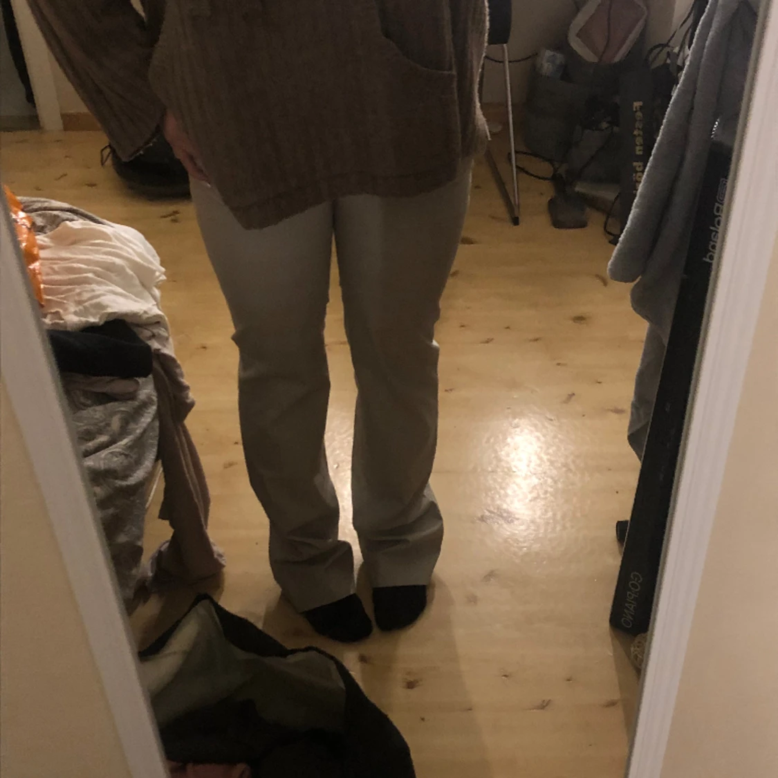 Randiga lågmidjade kostymbyxor  - 91