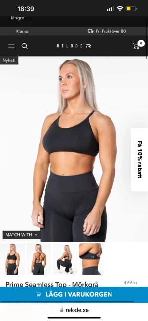 Sport-bh Relode  - Svart sport-bh från Relode, prime seamless top storlek M. Endast testad. Inköpspris 499kr, säljes för 300kr. Frakt tillkommer 