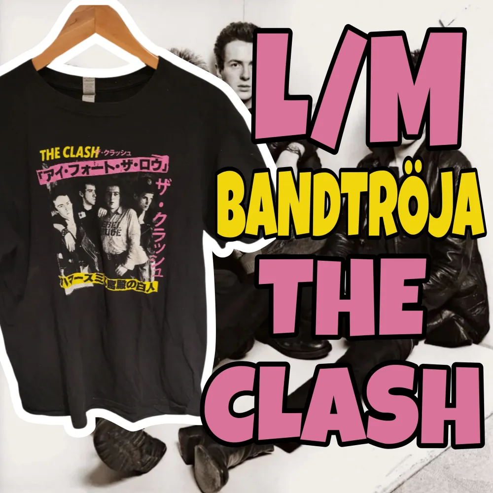 Tung bandrröja från The Clash. Hade den en del förut men tyvärr för liten för mig nu. Fint skick. L men ganska liten i storleken.. T-shirts.