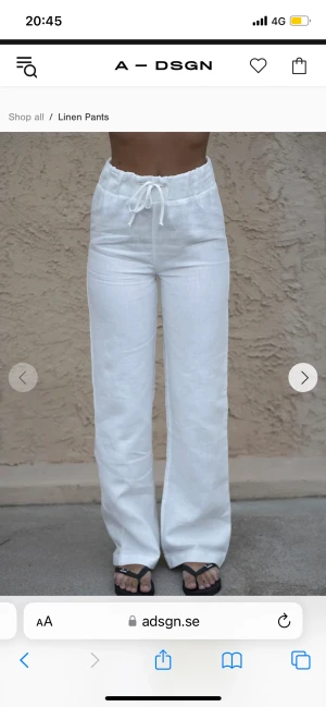 Linnebyxor A-dsgn  - Jättefina linnebyxor ifrån A-dsgn köpta här på plick🌸 tyvärr var de för små för mig och kan därför inte använda dem !! Knappt använda så inga defekter🌱 bilderna är lånade ifrån A-dsgn’s hemsida!!  Om ni vill ha fler bilder är de bara att skriva i chatten😊