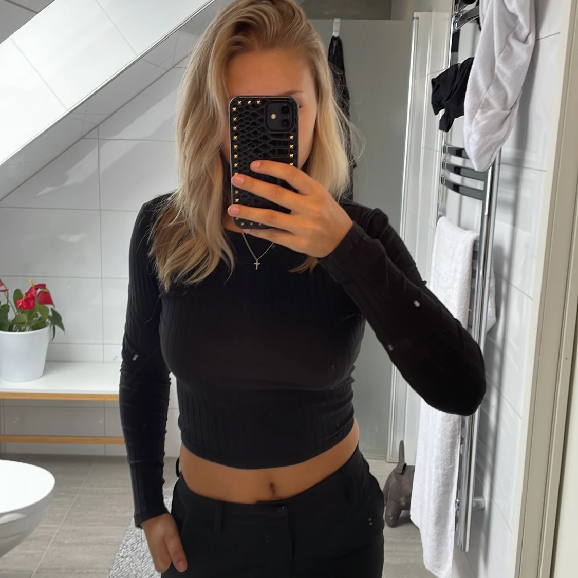 ribbad croppad tröja