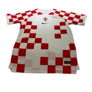 En Kroatien tröja i storlek L som är vit. Den är perfekt passande och av hög kvalitet. Dess andningsförmåga gör den idealisk för både matcher och träning.