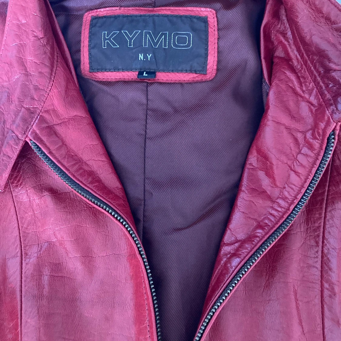 Röd läderjacka - 90