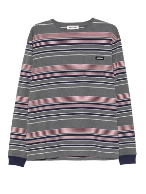 Miu Miu - Miu Miu Gray Striped Jersey Long Sleeve T-shirt Slate gray/blue Sz S, fits oversized