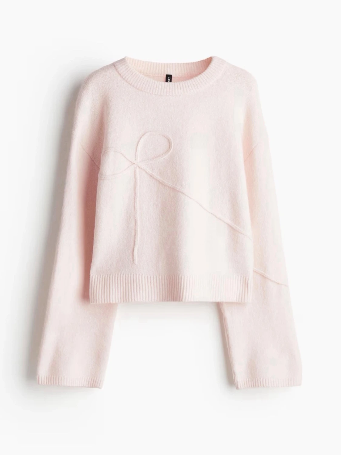 Ljusrosa stickad tröja med rosett