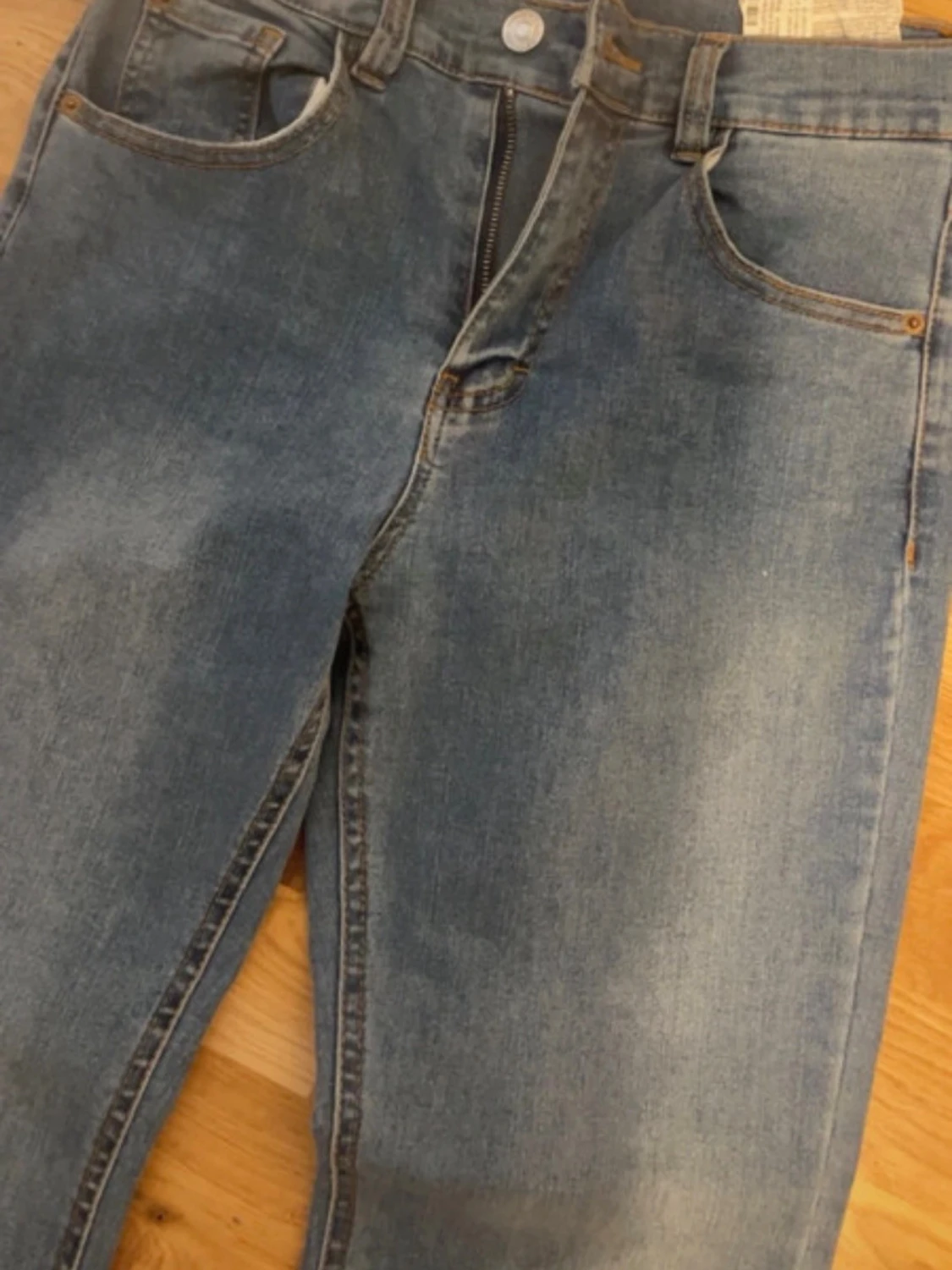 Blå bootcut jeans med hög midja - 1