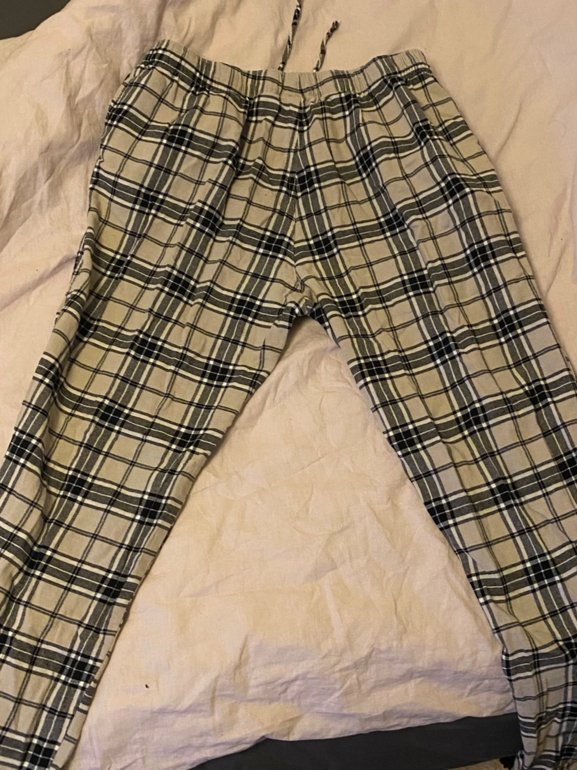 Rutiga pyjamasbyxor i bomull - 1