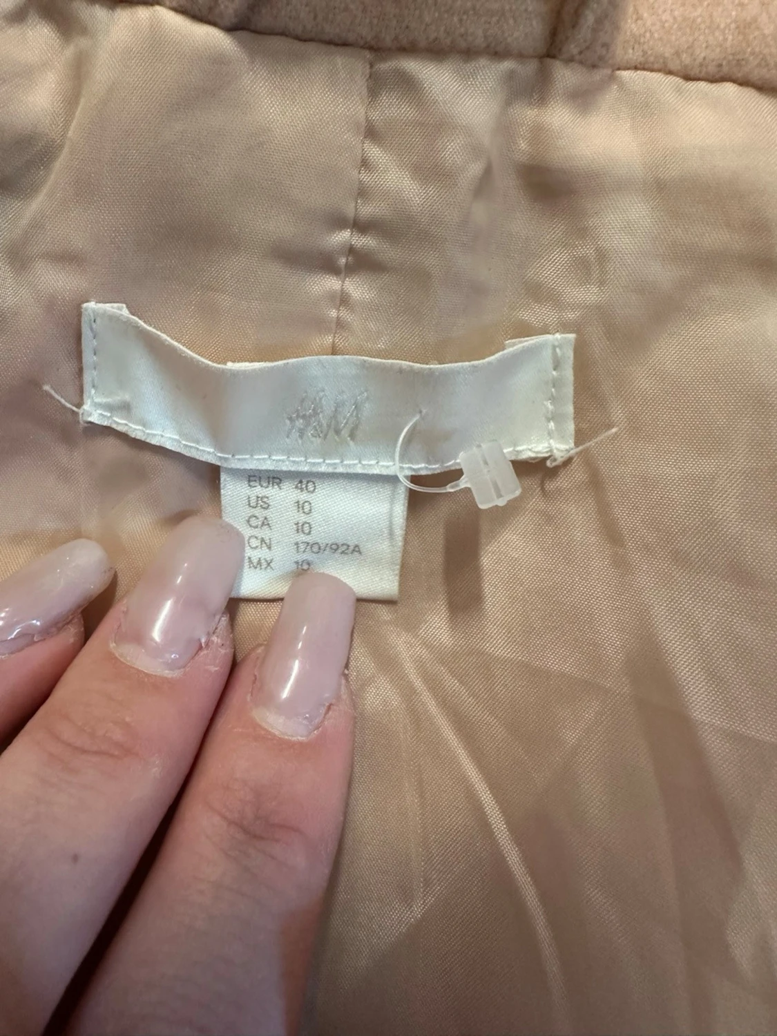 Beige dubbelknäppt ullkappa - 2
