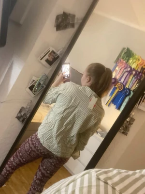 Randig skjorta från cider  - Säljer en snygg randig skjorta från cider grönt och vitt. Skjortan har krage, knappar framtill och en avslappnad passform. Tillverkad i ett lätt och luftigt material, perfekt för vår och sommar. Passar dig som gillar en chill och trendig stil.