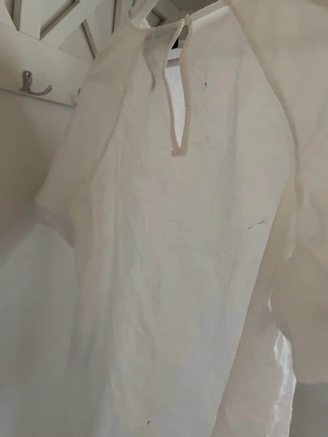 Vit puffärm topp i bomull - 5