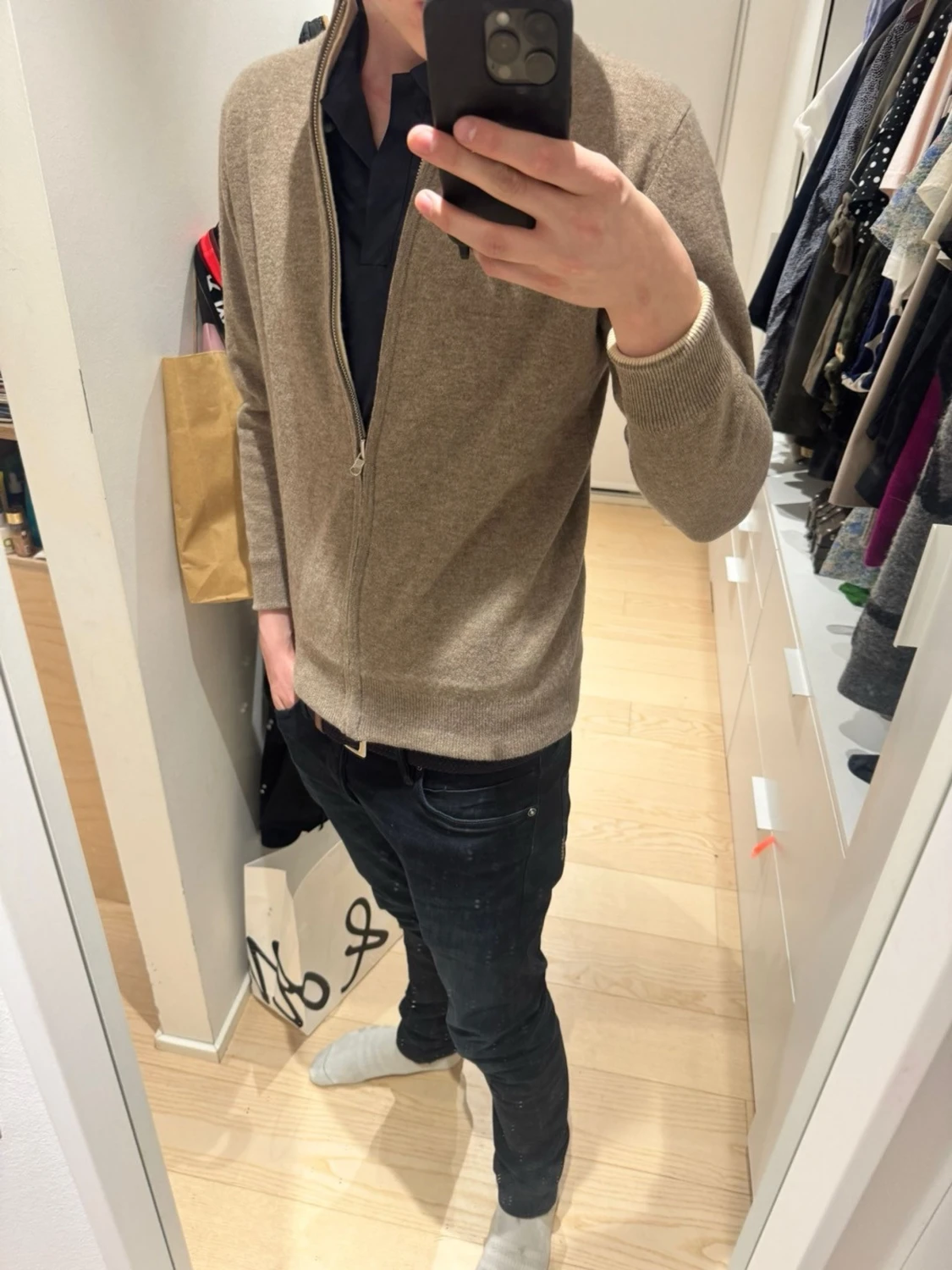 Beige ziptröjä 100% Cashmere - 3