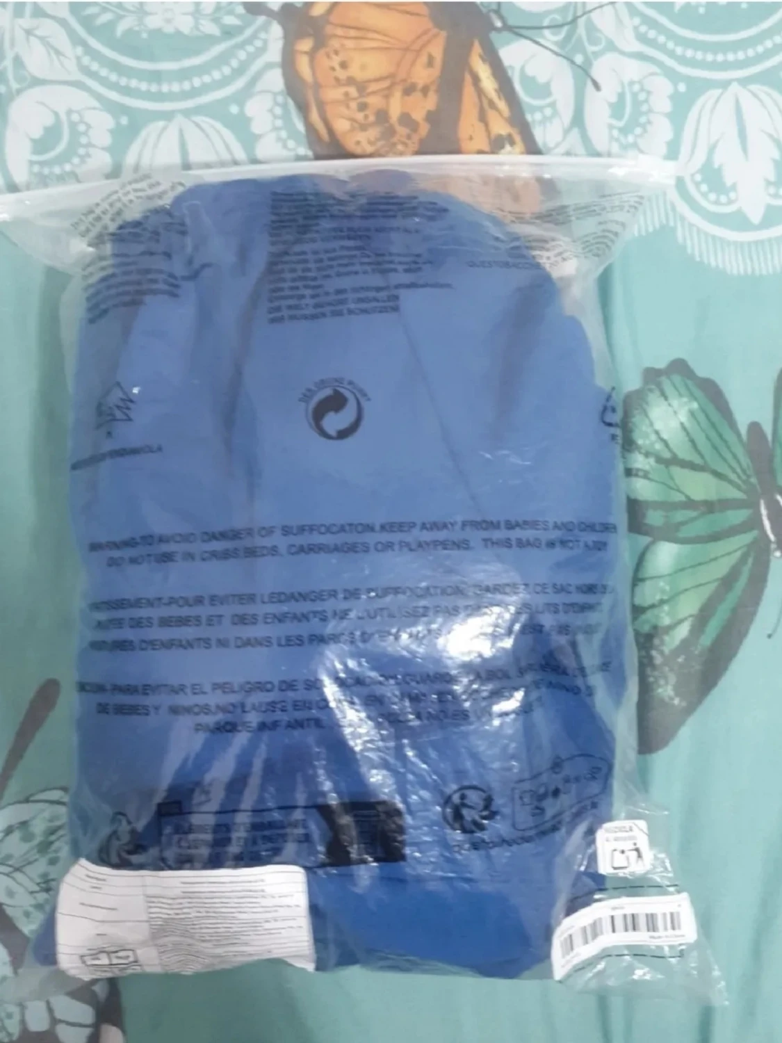 Blå mjukisbyxor med tryck