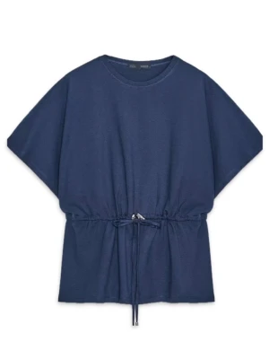 Marinblå topp med knyt i midjan - Superfin marinblå topp med knyt i midjan och silvriga detaljer, från Zara. Helt slutsåld! 💛