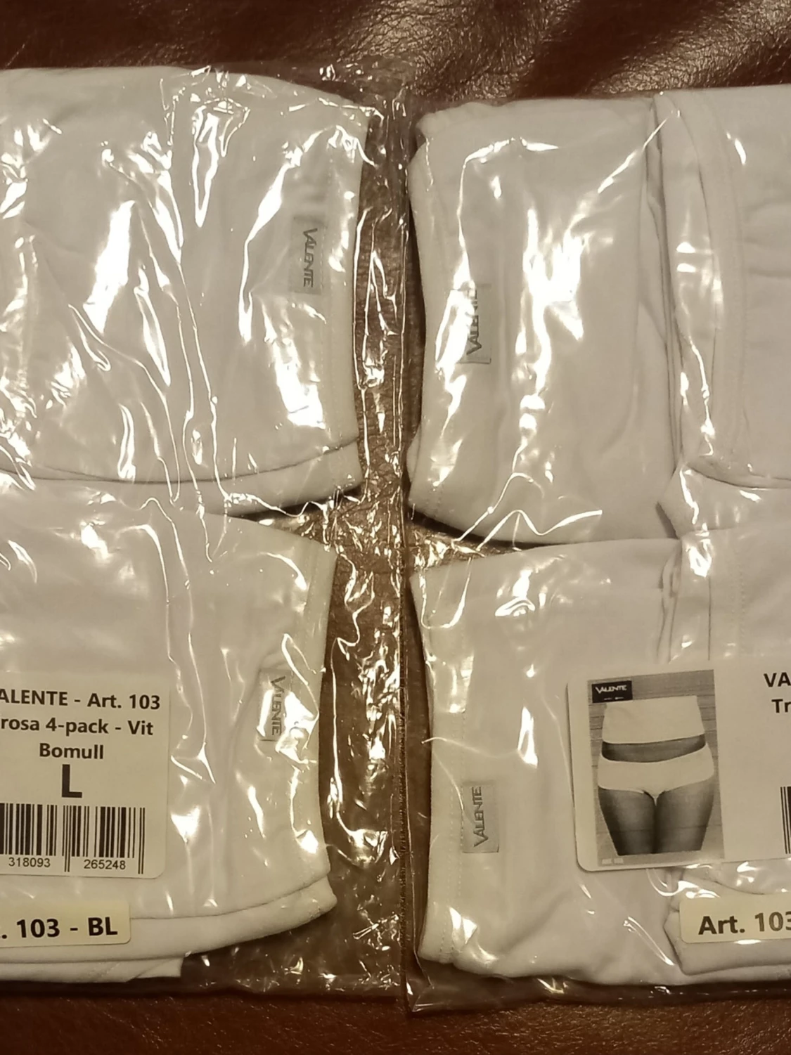 8 st. Valente Vita Bomull Trosor - 2x4 pack - Storlek L - 1