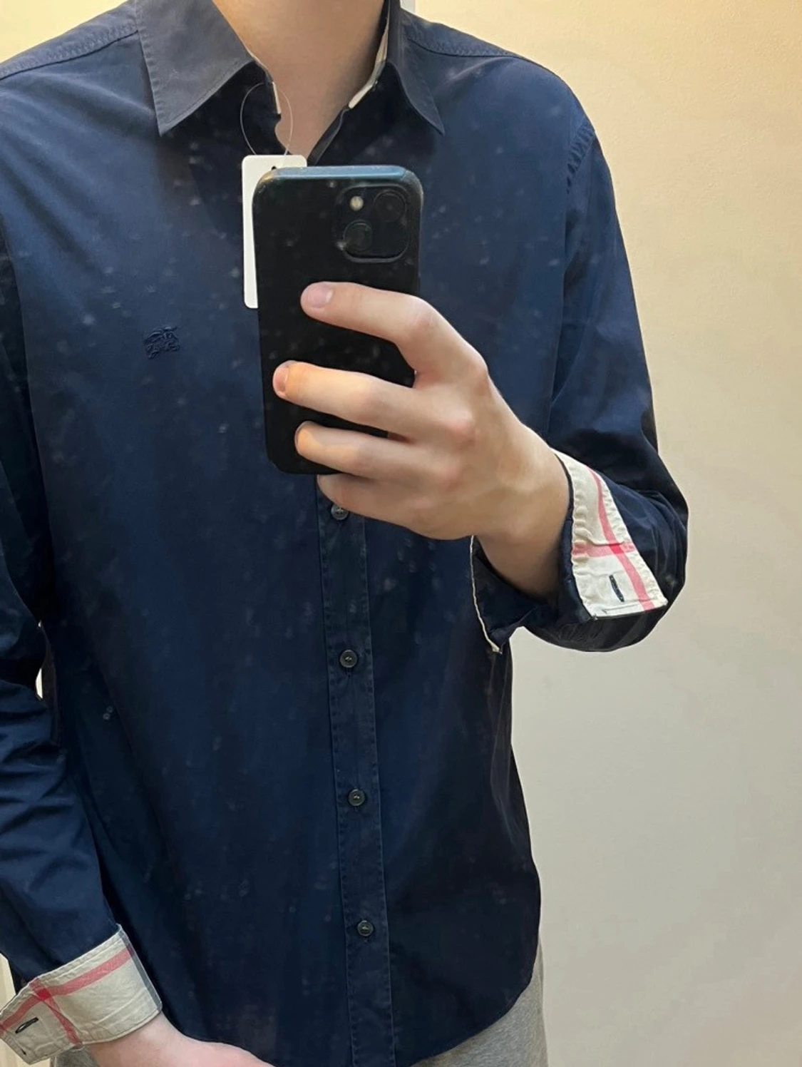 Marinblå burberry skjorta storlek XL - 2