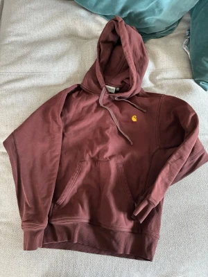 Brun hoodie från Carhartt WIP XS - Säljer en brun hoodie från Carhartt Work In Progress i storlek XS. Hoodien har huva med dragsko, magficka och det klassiska Carhartt-logotypen broderad på bröstet. Tillverkad i bomullsblandning som är skön att ha på sig. Den är oversized och sitter mer som S än XS. Priset kan diskuteras.