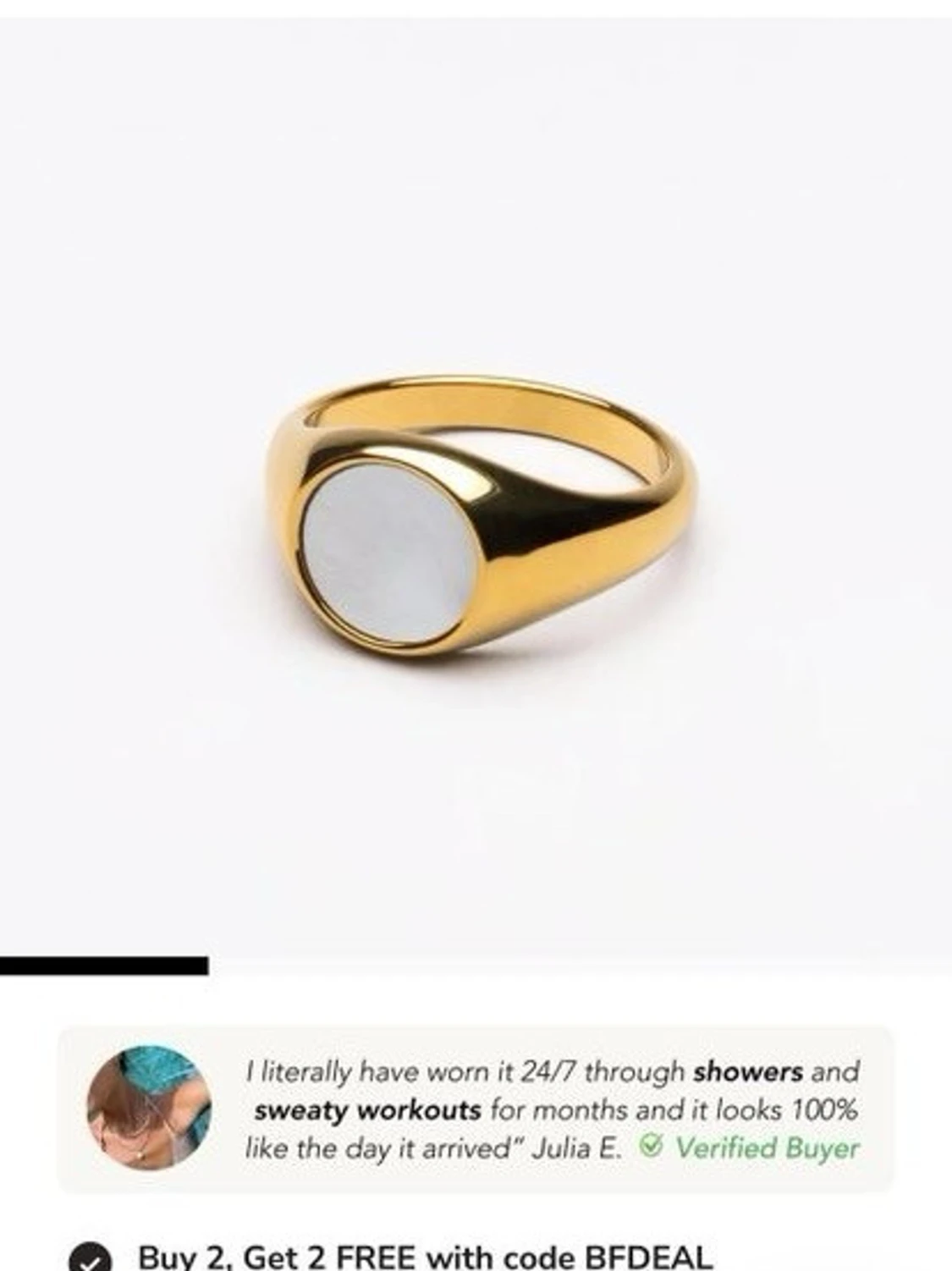 Guldplaterad ring med pärlemordetalj  - 6