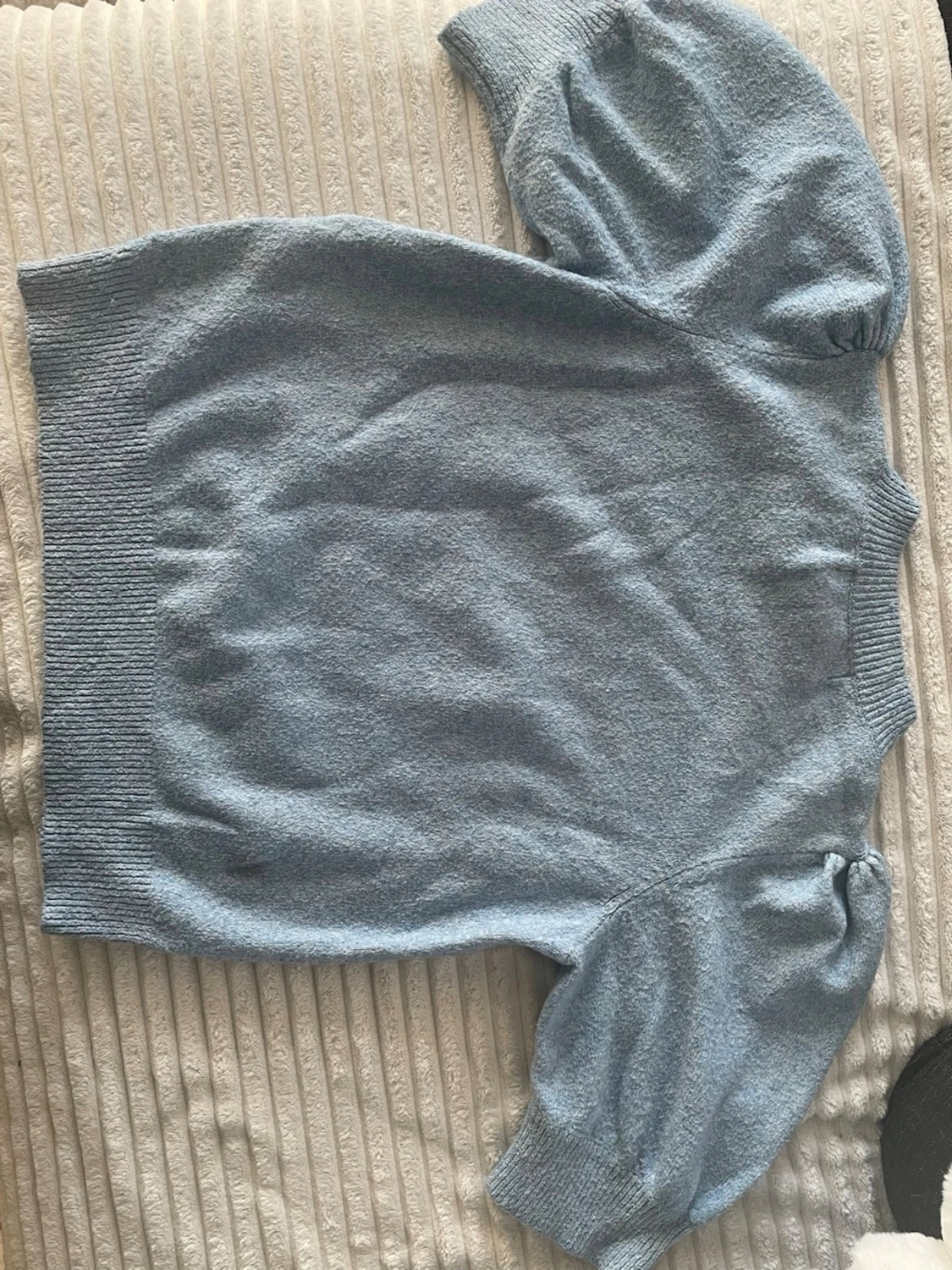 Ljusblå puffärm stickad tröja Vero Moda - 1