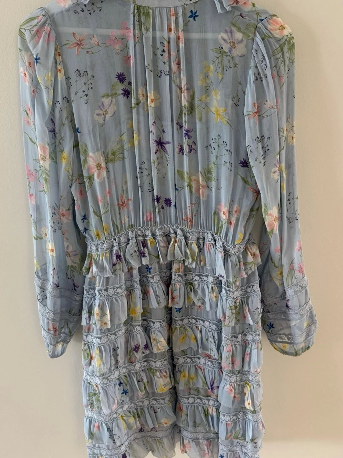 By malina, XS, Blommig volangklänning i pastell - 4