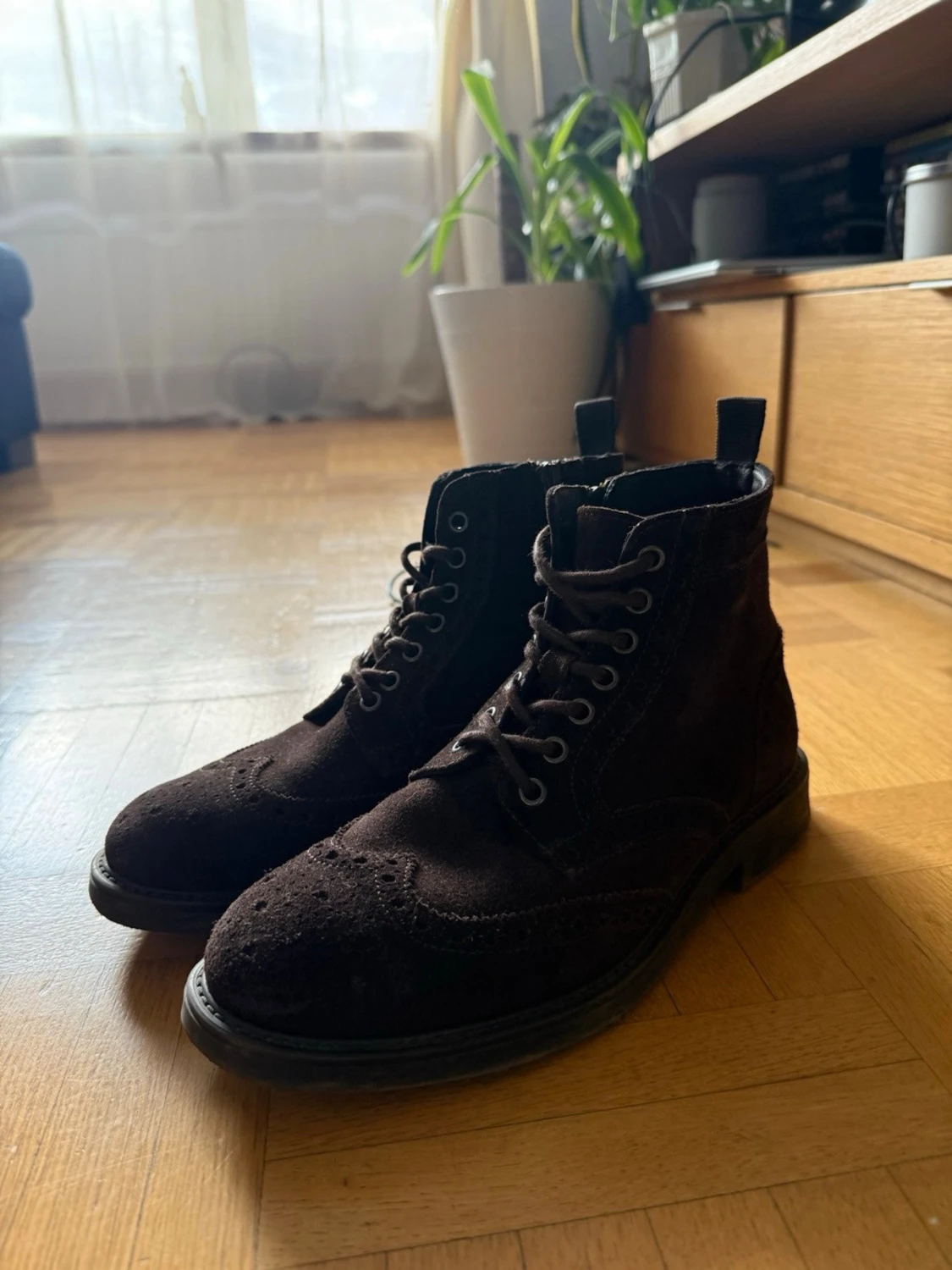 Bruna mocka brogue-stövletter - 1