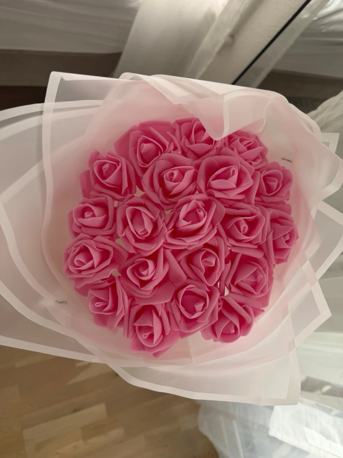 Bukett med rosa konstgjorda rosor - 3