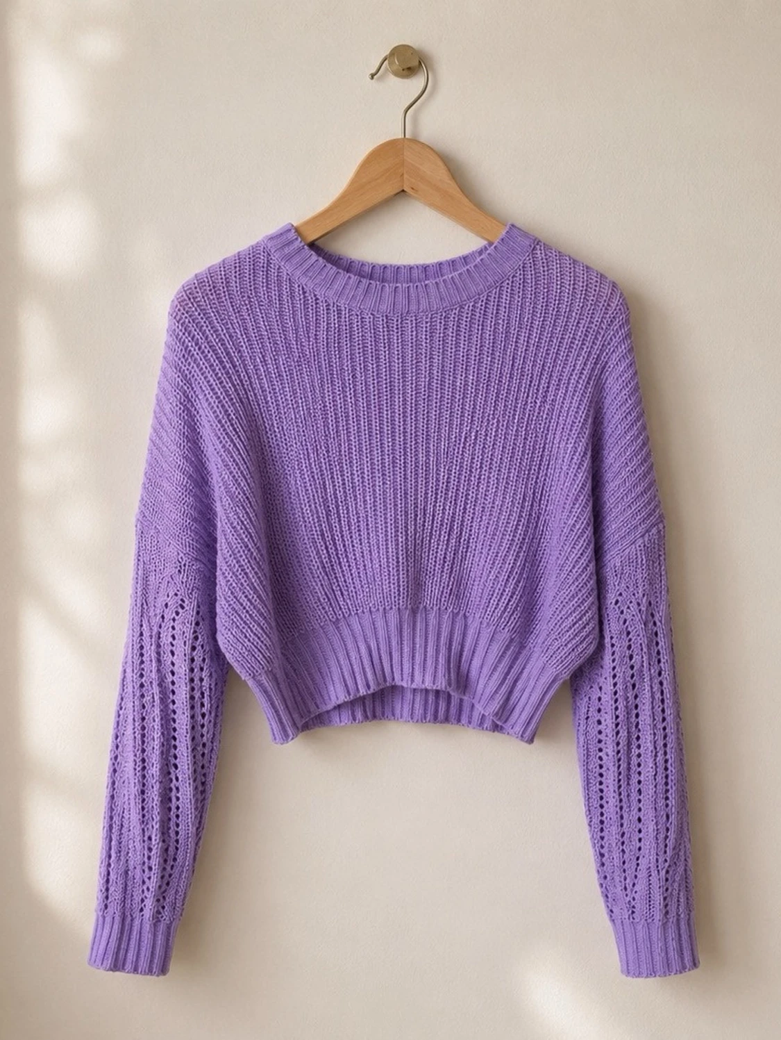 Lila cropped stickad tröja SHEIN